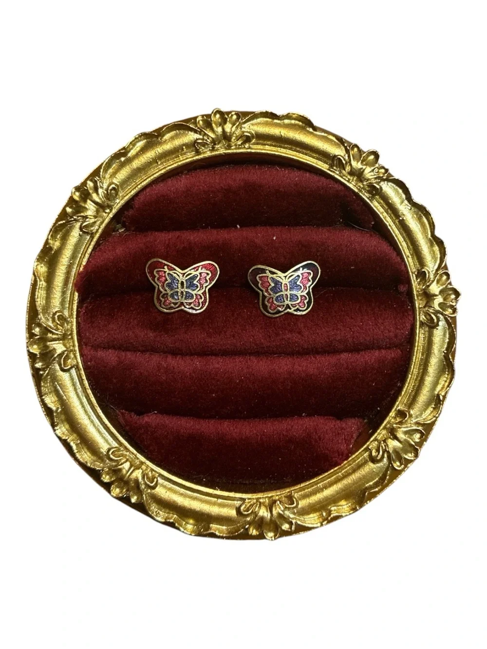 Cloisonné Butterfly Stud Earrings